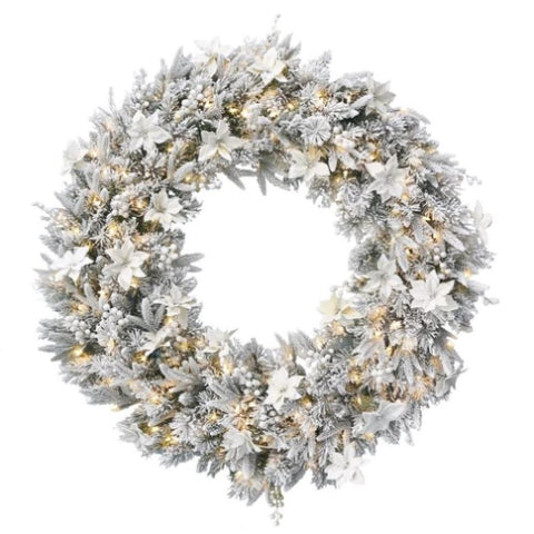 National Tree Company Frosted Colonial Pre-Lit Christmas Wreath - 122cm 112_NATFC102