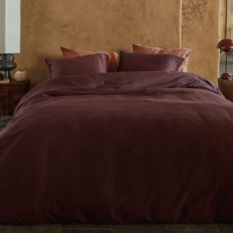 VTWonen Earth Dark Red Quilt Cover Set Queen V442-HIN-QUILTCS-EARTH-DARKRED-QS