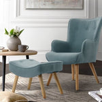 Artiss Armchair Set with Ottoman Blue Lansar UPHO-B-ARM05STO-BL