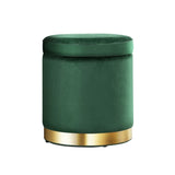 Artiss Ottoman Storage Foot Stool Round Velvet Green FS-B-673-VEL-GN