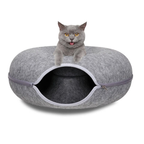 Cat Tunnel Bed Felt Pet Puppy Nest Cave House Round Donut Interactive Play Toy 26823 V465-26823
