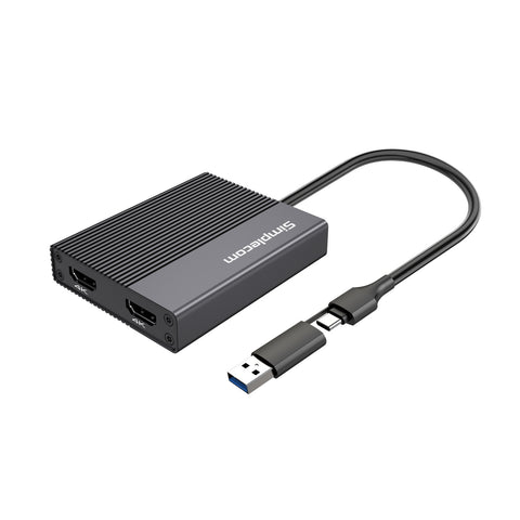 Simplecom DA369 USB 3.0 or USB-C to Dual 4K HDMI 2.0 Display Adapter for 2x 4K@60Hz Extended Screens V28-DA369