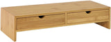 Bamboo Monitor Stand Desk Organizer with 2 Drawers V178-84546