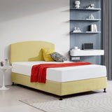 Linen Fabric Double Bed Curved Headboard Bedhead - Sulfur Yellow 839721