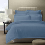 Royal Comfort 1200 Thread count Damask Stripe Cotton Blend Quilt Cover Sets King Blue Fog ABM-233347