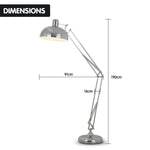 Sarantino Metal Architect Floor Lamp Shade Adjustable Height - Chrome LMP-MLM-768