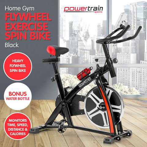 Powertrain Home Gym Flywheel Exercise Spin Bike - Black BIKE1