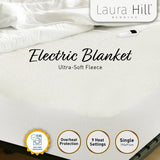 Laura Hill Heated Electric Blanket Fitted Fleece Underlay Throw Single BKT-FLC-CRM-SN