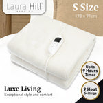 Laura Hill Heated Electric Blanket Fitted Fleece Underlay Throw Single BKT-FLC-CRM-SN