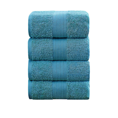 Linenland 4 Piece Cotton Bath Towels Set - Blue V406-TOWPAK01BL