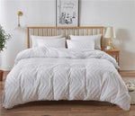 Tufted Boho Wave Jacquard Queen Size White Duvet Quilt Cover Set V493-JZ-01-Q