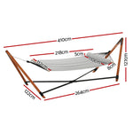 Gardeon Hammock Bed Outdoor Camping Timber Hammock with Stand Grey HM-TIM-DOU-PILLOW-GR