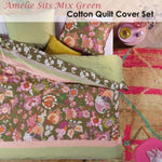 Oilily Amelie Sits Mix Green Cotton Sateen Quilt Cover Set King V442-HIN-QUILTCS-AMELIESITS-MIXGREEN-KI