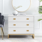 Sarantino Amara Chest of Drawers Tallboy Dresser - White/Gold CHE-90L-05-WHG