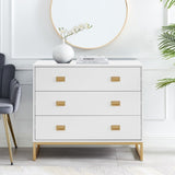 Sarantino Amara Chest of Drawers Tallboy Dresser - White/Gold CHE-90L-05-WHG