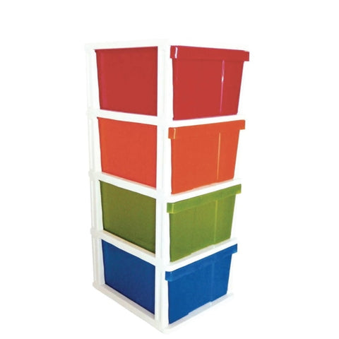 4 Drawer Multicolour Plastic Storage Unit 50x40x100cm Tallboy Cabinet Container V238-SUPDZ-39707432091728