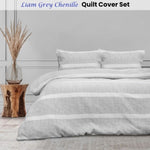 Ardor Liam Chenille Textured Grey Quilt Cover Set King V442-INT-QUILTCS-LIAMCHENILLE-GREY-KI