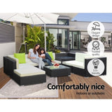 Gardeon 9-Piece Outdoor Sofa Set Wicker Couch Lounge Setting Cover FF-SOFA-BK-9PC-ABCD