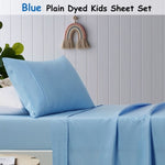 Happy Kids Blue Plain Dyed Microfibre Sheet Set Double V442-HIN-SHEETS-KIDSPLAIN-BLUE-DS