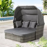 Gardeon Outdoor Sun Lounge Setting Patio Furniture Wicker Sofa Garden Day Bed ODF-SUNBED-SQ-GR-AB