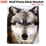 J.Elliot Home 350gsm Wolf Photo Mink Blanket V442-IDC-BLANKET-WOLFPHOTO-GREY-QS