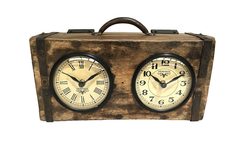 Table Clock - Brick Mould Dual Dial V440-TC112