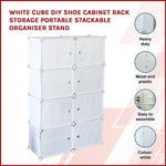 White Cube DIY Shoe Cabinet Rack Storage Portable Stackable Organiser Stand V63-836161