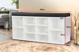 Shoe Rack Cabinet Organiser Black Cushion - 104 x 30 x 48 - White CBT-104-30-48-WHBK