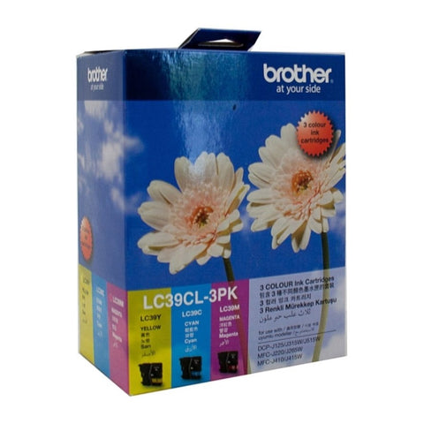BROTHER LC-39 Colour Value Pack 1 x Cyan, 1 x Magenta, 1 x Yellow V177-D-B39CMY