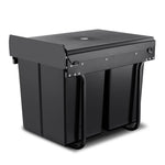 Cefito Pull Out Bin Kitchen Double Basket 2X20L Black POT-BIN-20L-SET-BK