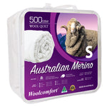 Woolcomfort Aus Made Merino Wool Quilt 500GSM 140x210cm Single Size V535-JAPARA-WQ-500G-S