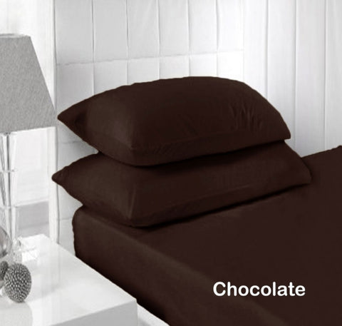 Accessorize 250TC Fitted Sheet Set Chocolate - Single V442-HIN-FITTEDSS-250TC-CHOC-SB