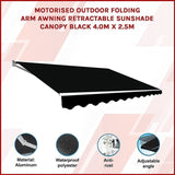 Motorised Outdoor Folding Arm Awning Retractable Sunshade Canopy Black 4.0m x 2.5m V63-842861