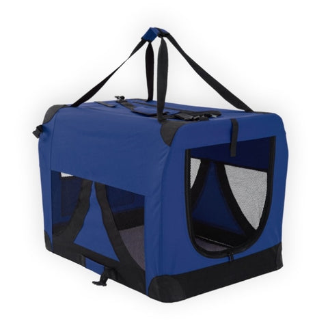 Portable Soft Dog Cage Crate Carrier L BLUE V274-PET-3002L-BU