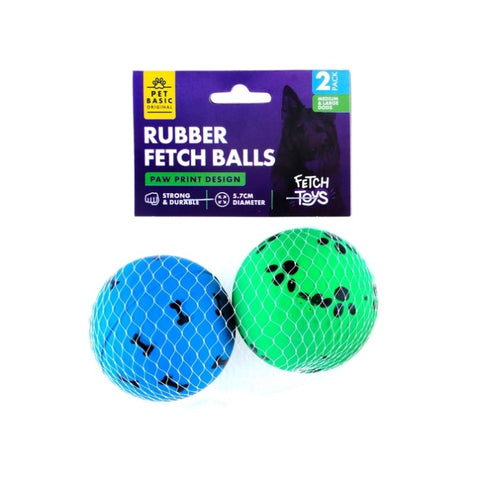 Pet Basic 48PCE Rubber Fetch Balls Durable Paw & Bone Printed 5.7cm V293-204878-48