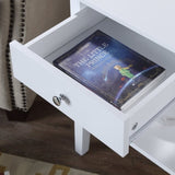 Sarantino Greta Bedside Table with Drawer - White TBL-389-03-WH