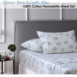 Accessorize Cotton Flannelette Sheet Set Flower Bunch Light Blue Single V442-HIN-SHEETS-COTTONFLANNEL-FLOWERBLUE-SB