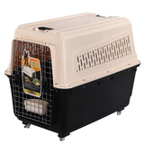 YES4PETS XXXL Plastic Pet Dog Carrier Transport Cat Cage With Wheels Tray & Bowl V278-BP216