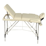 YES4HOMES 3 Fold Portable Aluminium Massage Table Massage Bed Beauty Therapy Beige V278-3FOLD-ALUM-MTA03-BE