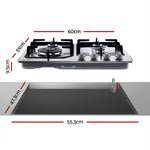 Devanti Gas Cooktop 60cm 4 Burner Silvir CT-GAS-4BTB-SS