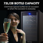 POLYCOOL 72L 28 Bottle Wine Bar Fridge Countertop Cooler Compressor Mirrored Glass Door, Black V219-APPWCLPY3TKA