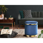 Artiss Ottoman Foot Stool Round Velvet Navy FS-B-675-VEL-NA