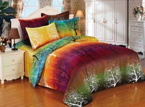 Rainbow Tree Super King Size Bed Quilt/Duvet Cover Set V493-MSK-114