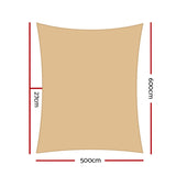 Instahut Shade Sail 5x6m Rectangle 280GSM 98% Sand Shade Cloth SAIL-H-5X6-C-SA