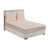 BCover70SOGA Beige 153cm Wide Mattress Cover Thick Quilted Fleece Stretchable Clover Design Bed BCOVER7005