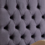 Queen Size Bedframe Velvet Upholstery Deep Grey Colour Tufted Headboard Deep Quilting V43-BED-ANA-QDGR