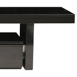 TV Cabinet with 3 Storage Drawers Extendable With Glossy MDF Entertainment Unit in Black Color V43-TVC-MRLNBL