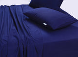 Elan Linen 100% Egyptian Cotton Vintage Washed 500TC Navy Blue 50 cm Deep Mega Queen Bed Sheets Set V107-MQBNBLSS