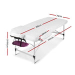 Zenses Massage Table 75cm Portable 3 Fold Aluminium Beauty Bed Violet MT-ALUM-GA301-VI-75