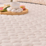 SOGA Beige 138cm Wide Mattress Cover Thick Quilted Fleece Stretchable Clover Design Bed Spread Sheet BCOVER7004